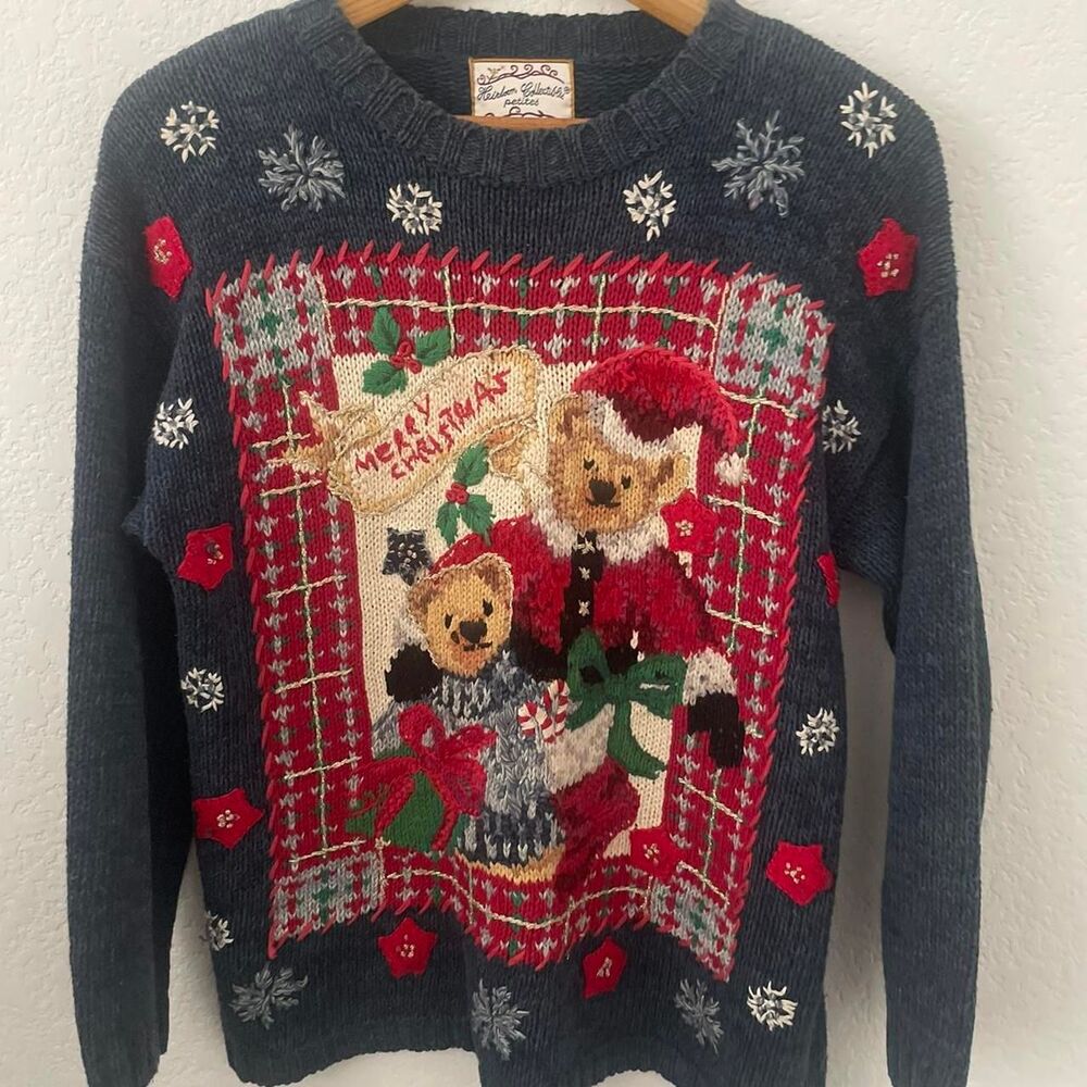 Heritage Women's Heavy Ugly Christmas Sweater Petites 1990's Vtg